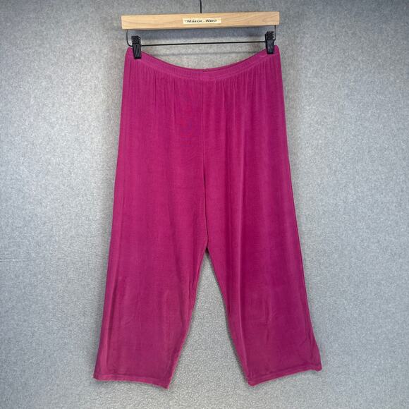 Fiore Pants Womens Size Large Pink Acetate Blend Pull On Elastic Waist Wide-Leg - Picture 2 of 10